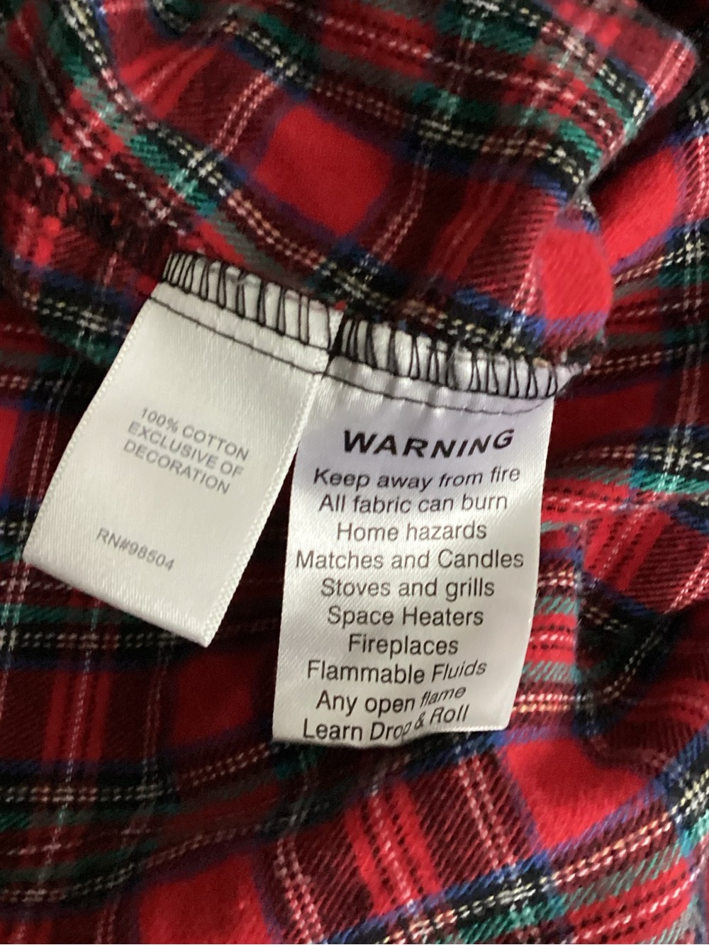 Plaid Red Cotton Nightgown with Lace Trim - Picture 5 of 5